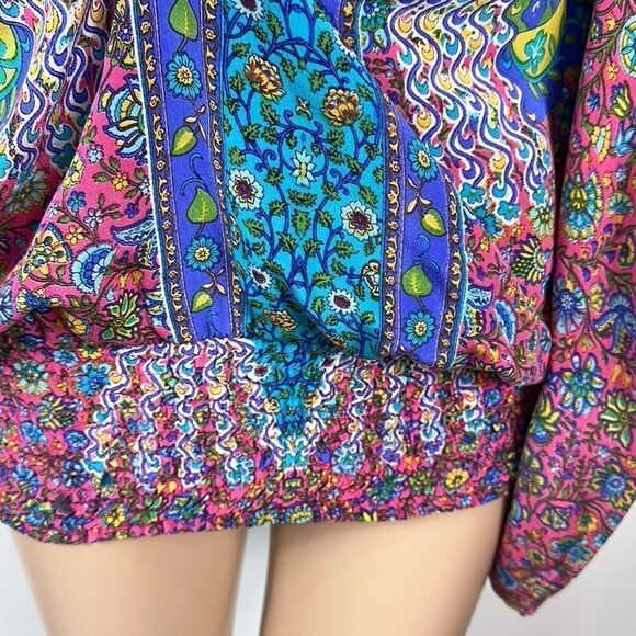 Tolani Silk Boho Colorful Kimono Sleeve Top Blouse Size S - Picture 2 of 8